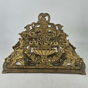 Vintage Ornate Brass Letter Mail Organizer Victorian Cherubs Andrea by Sadek